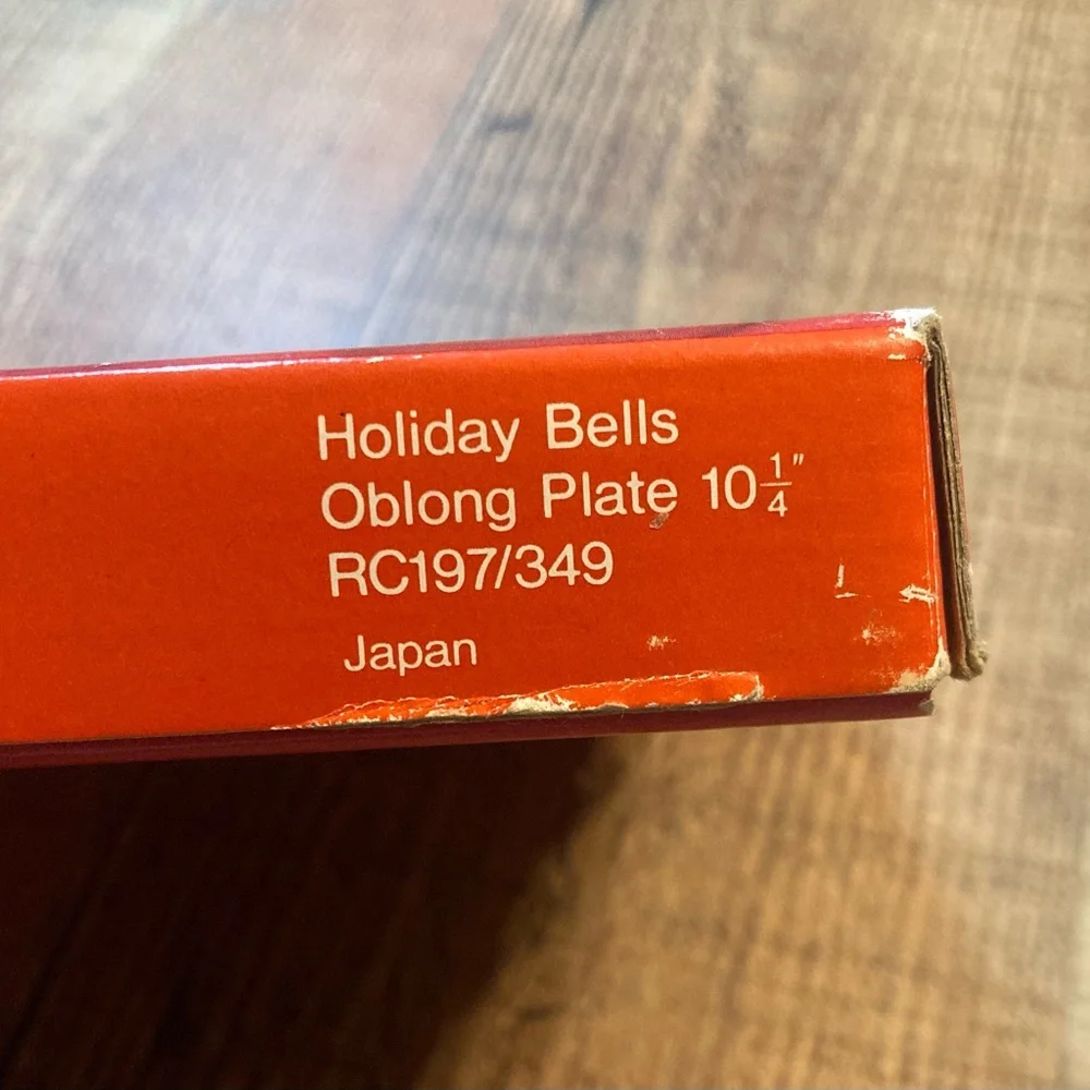 MIKASA Crystal Holiday Bells Oblong Plate 10 1/4” Japan EUC Christmas‎ Dish